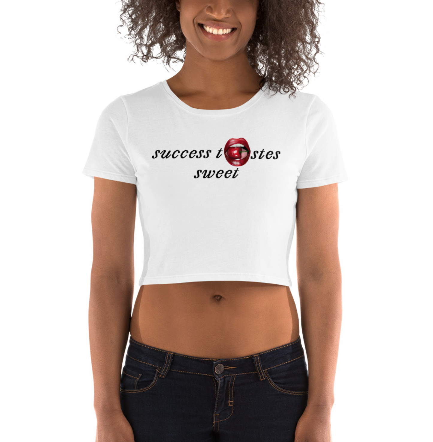 "Success Tastes Sweet" Cherry Crop Top