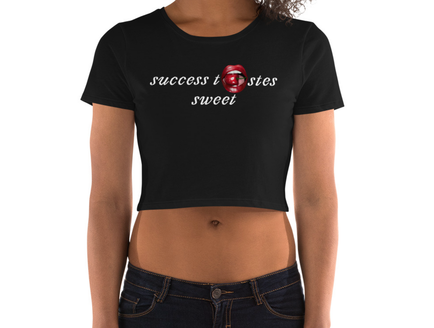 "Success Tastes Sweet" Cherry Crop Top